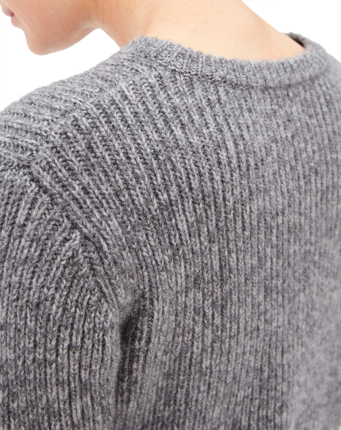 Cashmere ribbed crew neck jumper - Flannel