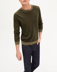 Ultra-fine cashmere crew neck jumper - Kale & Kaki