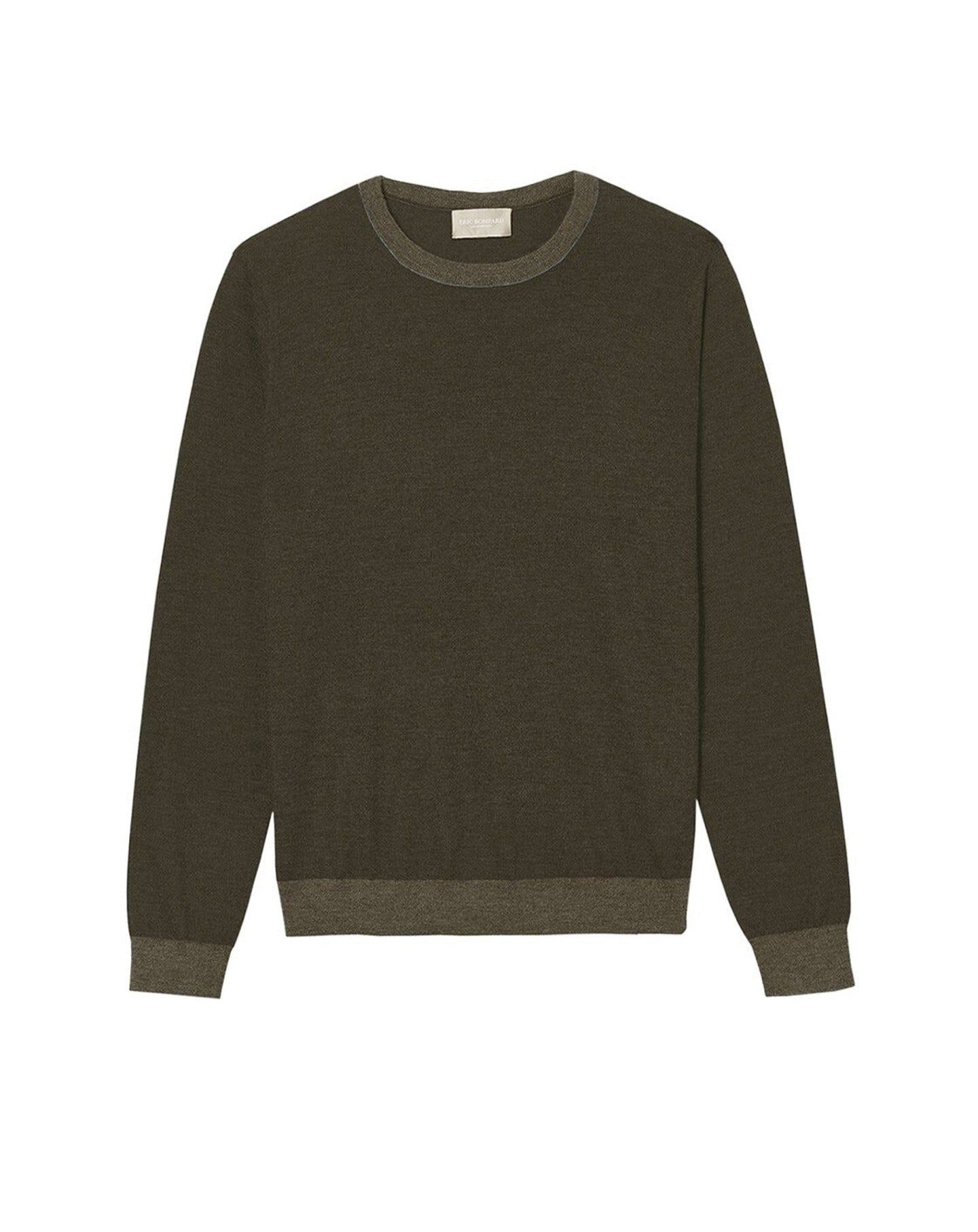 Ultra-fine cashmere crew neck jumper - Kale & Kaki