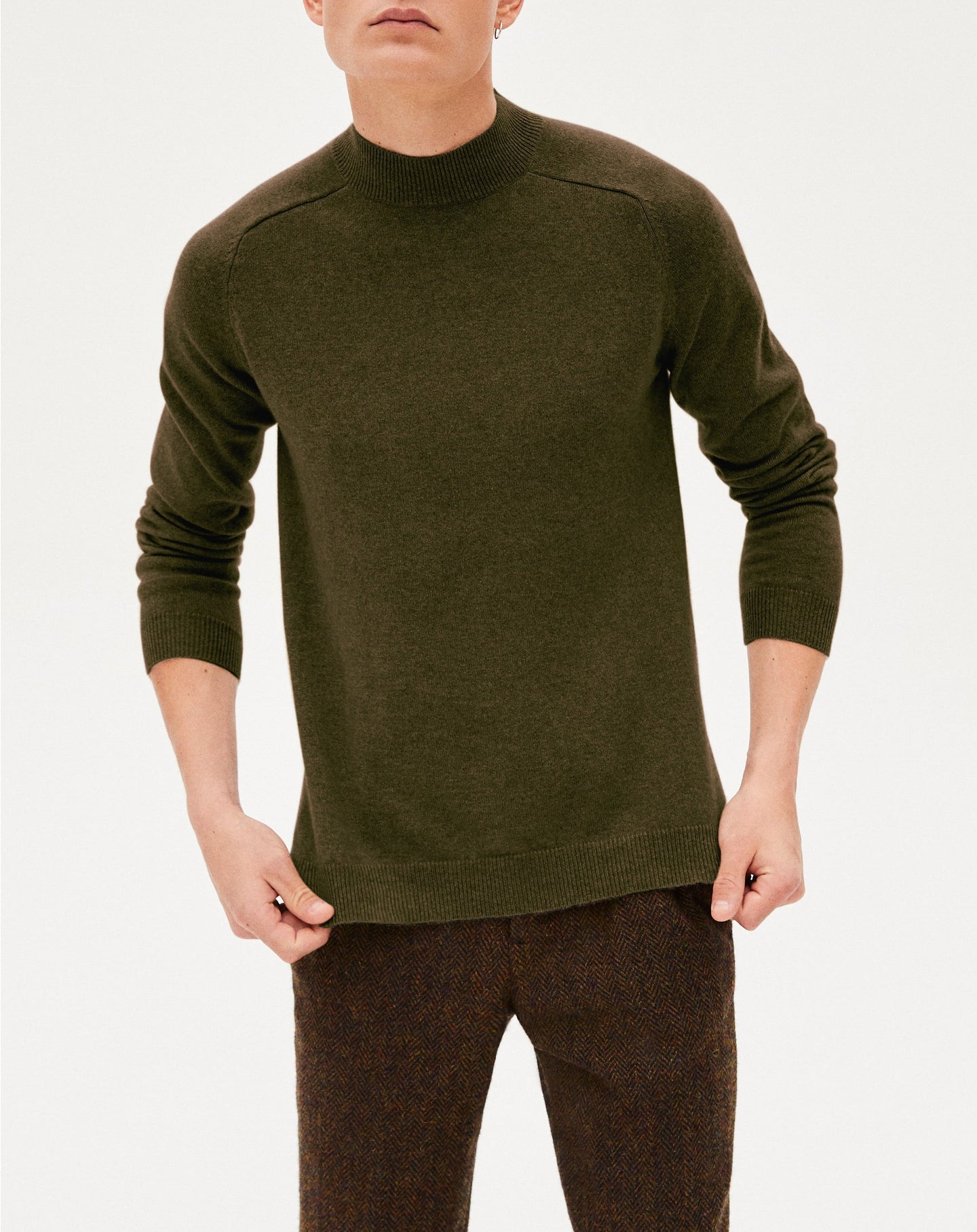 Cashmere stand-up collar jumper - Kale