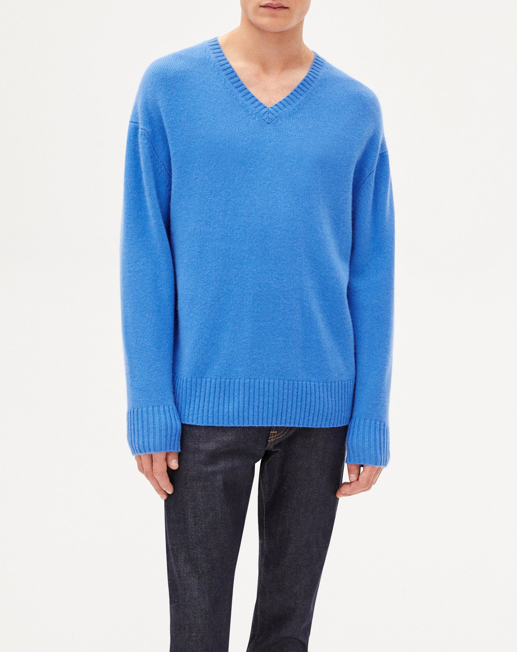 Cashmere V-neck jumper - Azure
