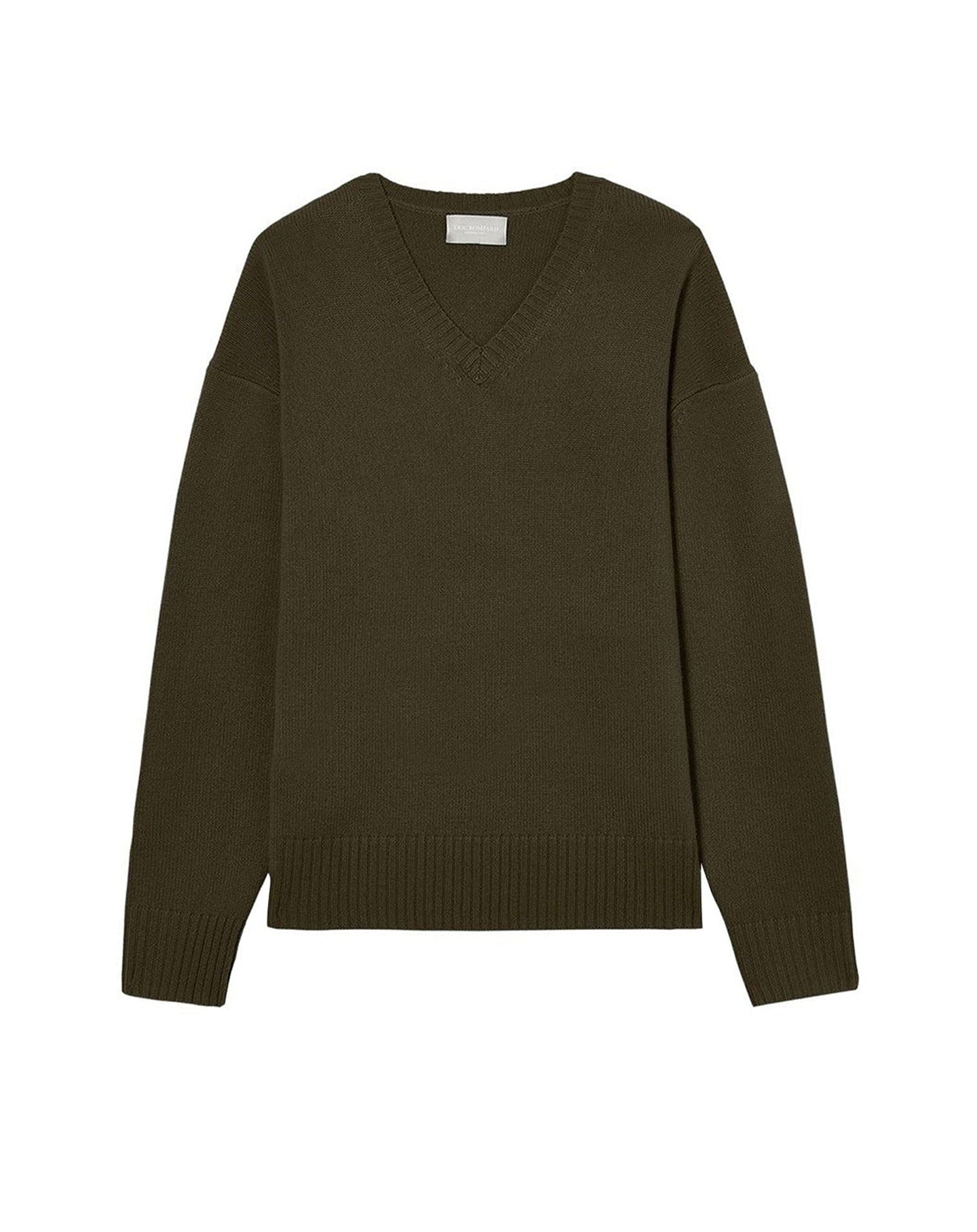 Loose cashmere V-neck jumper - Kale