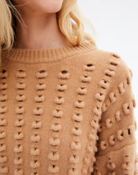 Wool and cashmere openwork jumper - Camel