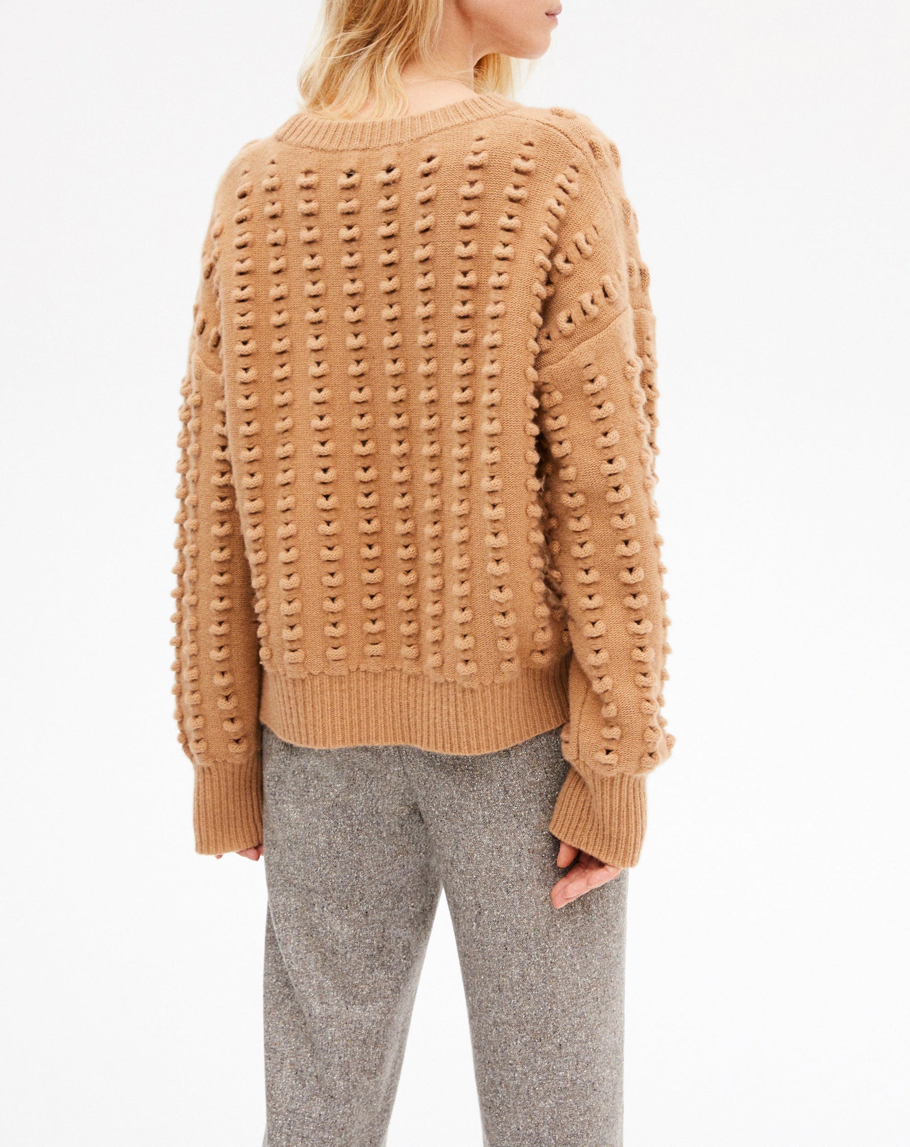 Wool and cashmere openwork jumper - Camel