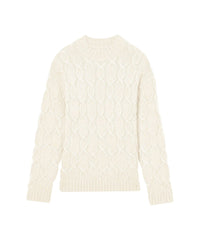 Twisted alpaca crew neck jumper - Natural