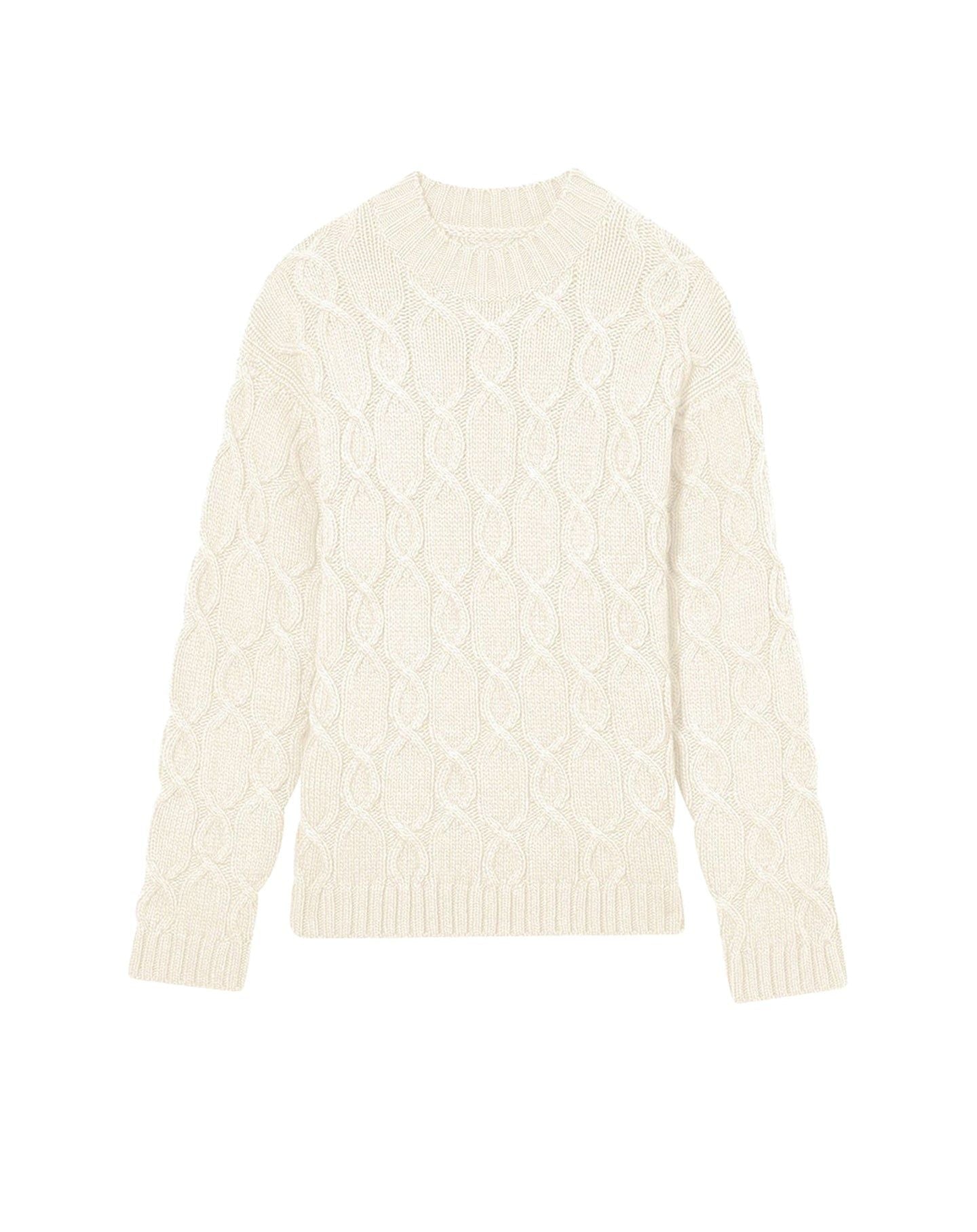 Twisted alpaca crew neck jumper - Natural