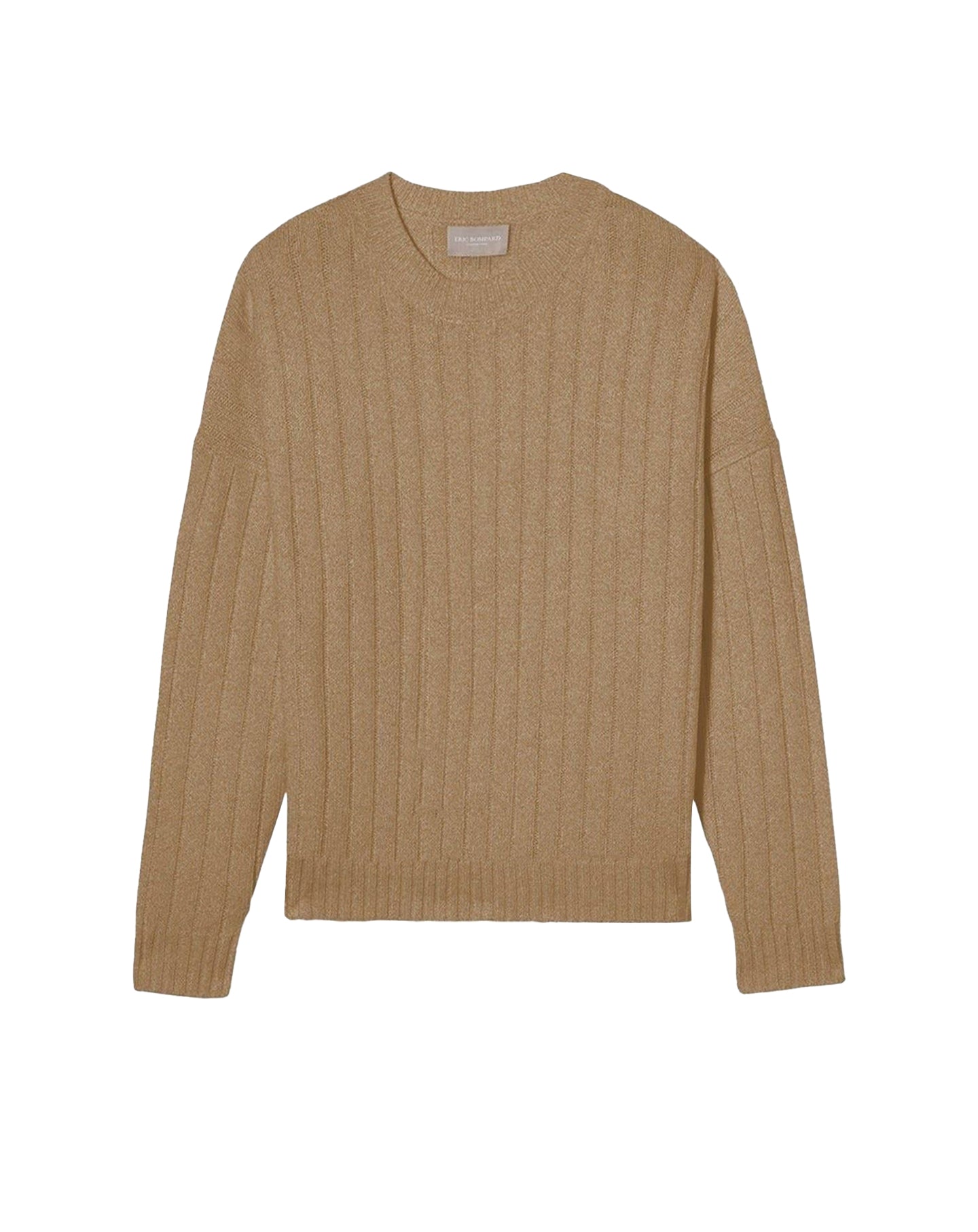 Flat ribbed jumper in alpaca and cashmere - Camel