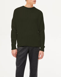 Flat ribbed jumper in alpaca and cashmere - Kale