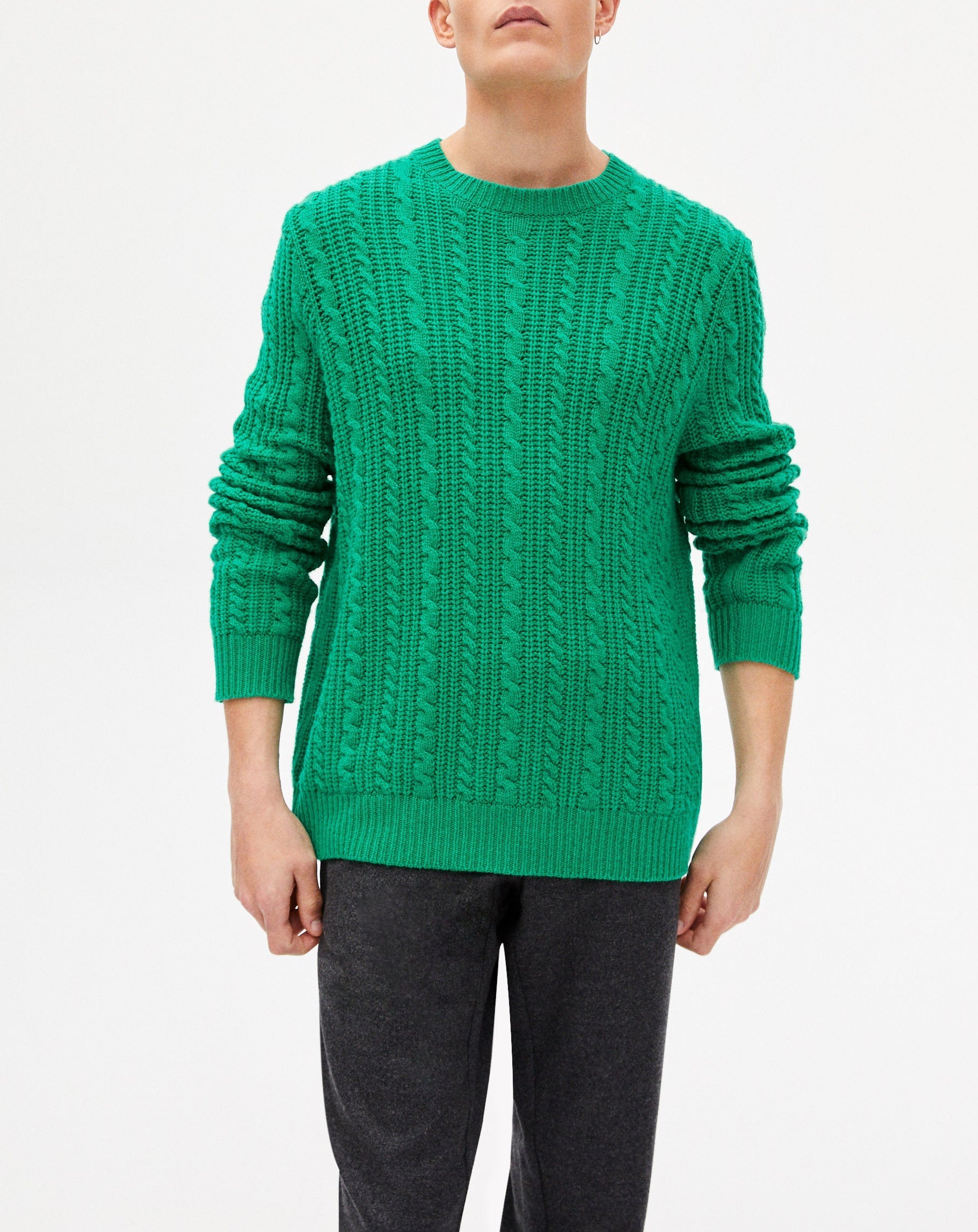 Wool and cashmere cable-knit crew neck jumper - Peppermint