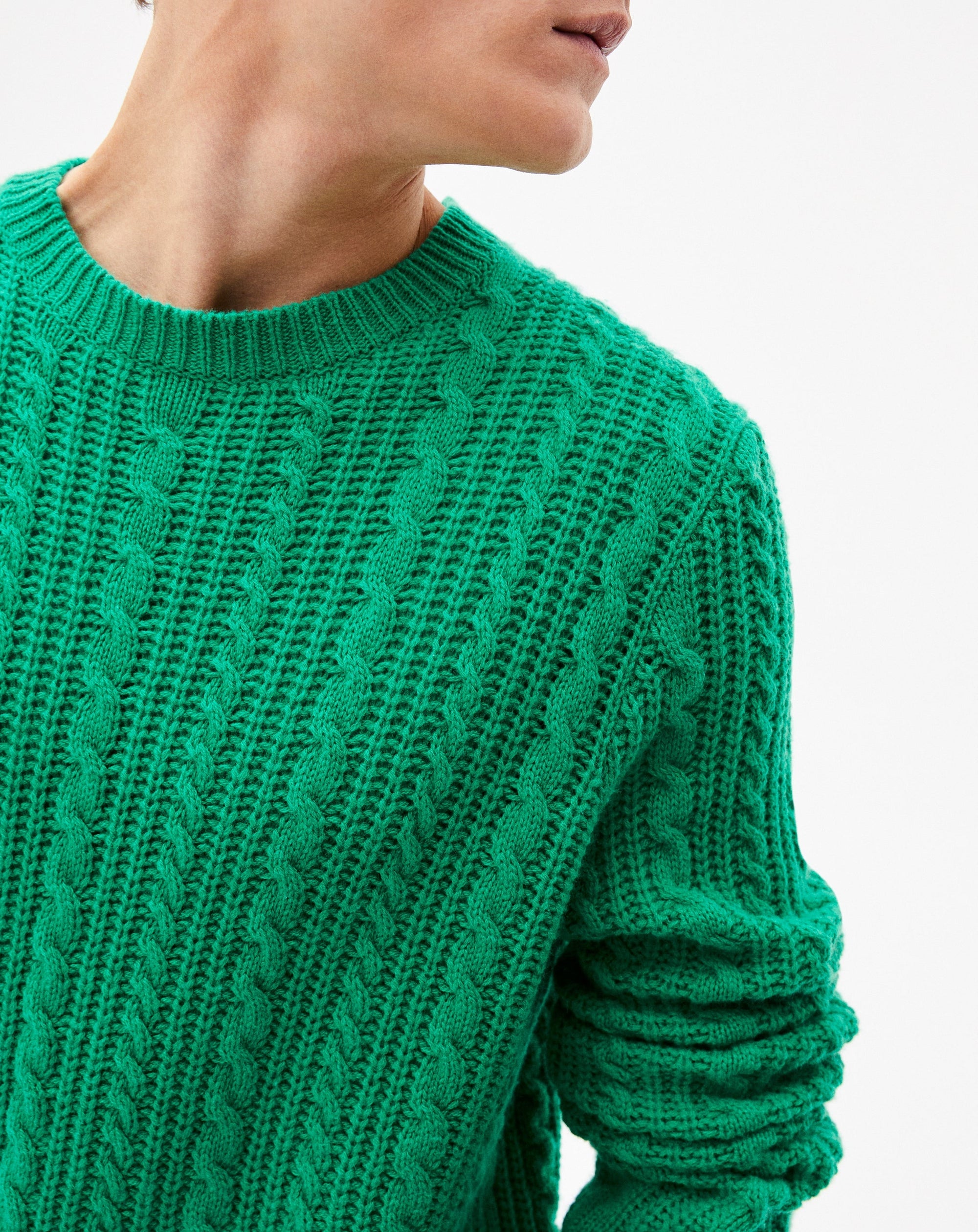 Wool and cashmere cable-knit crew neck jumper - Peppermint