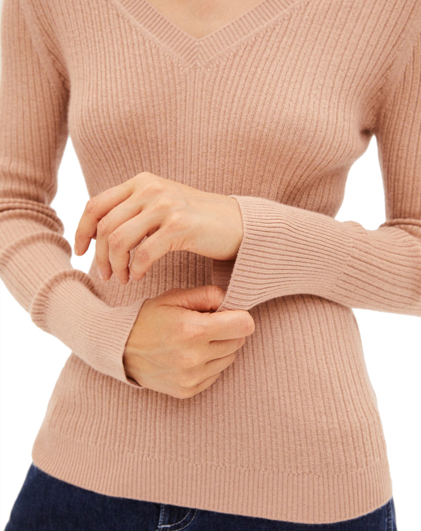 Vanished rib jumper with metallic threads in cashmere - Make Up
