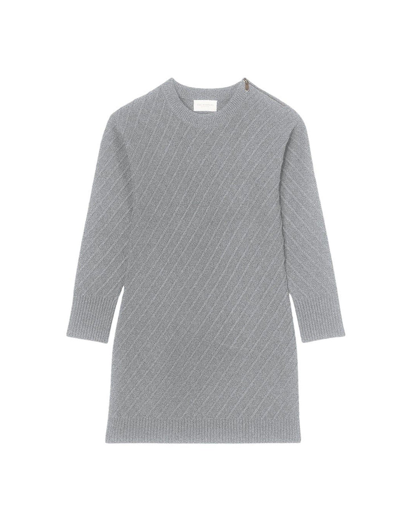 Cashmere diagonal ribbed zip dress - Flannel