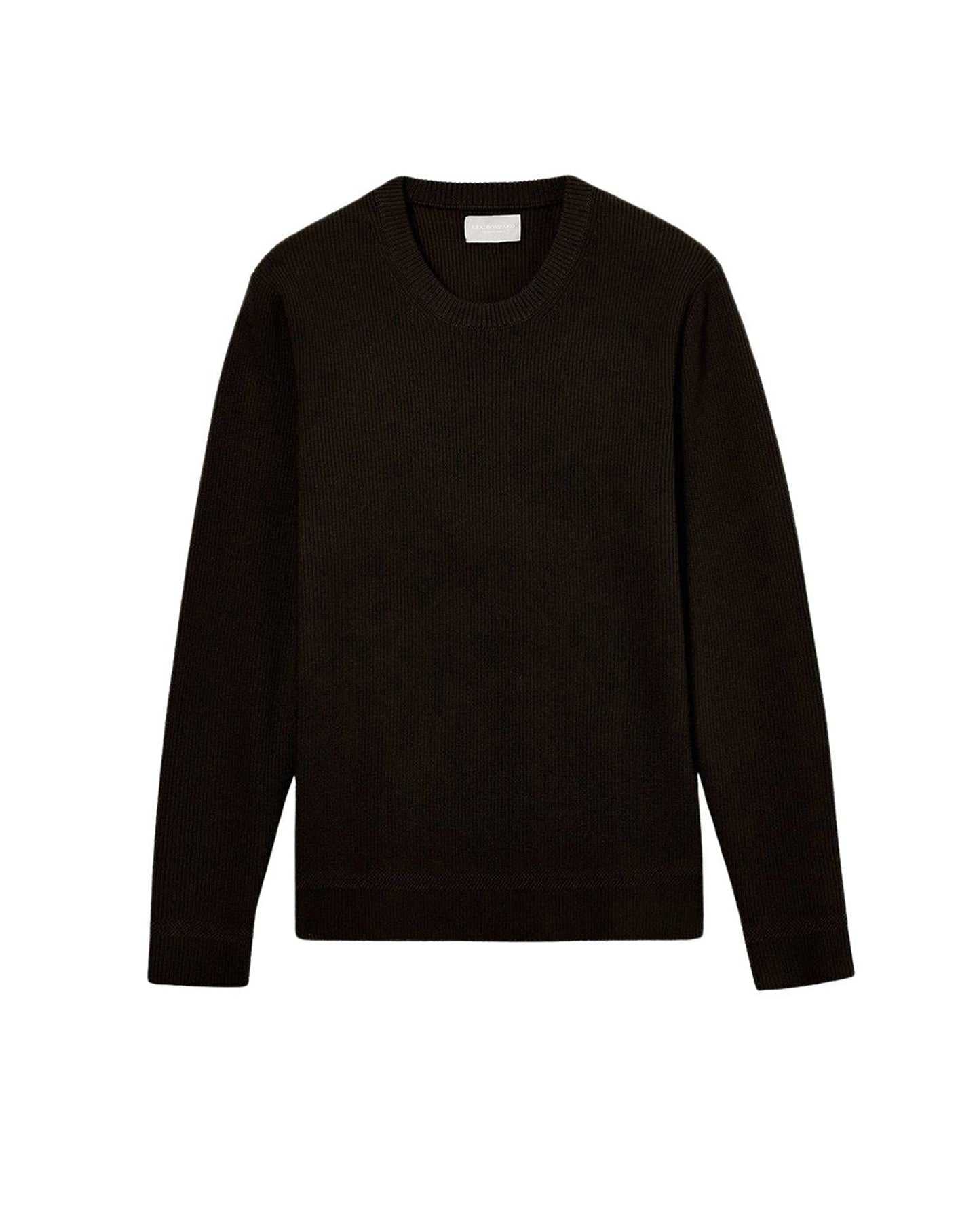 Pull ras de cou côtes anglaises en cachemire - Ebène