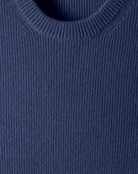 Cashmere ribbed crew neck jumper - Indigo