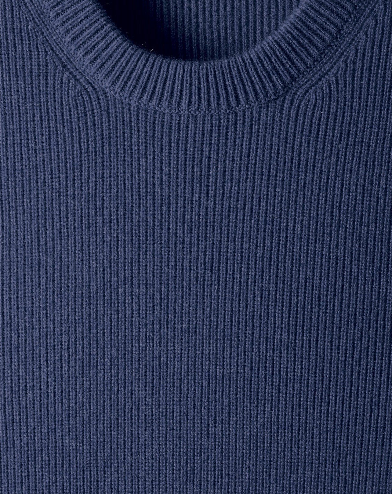 Cashmere ribbed crew neck jumper - Indigo