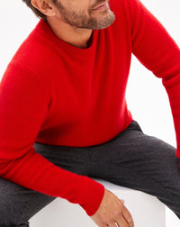 Cashmere ribbed crew neck jumper - Ruby