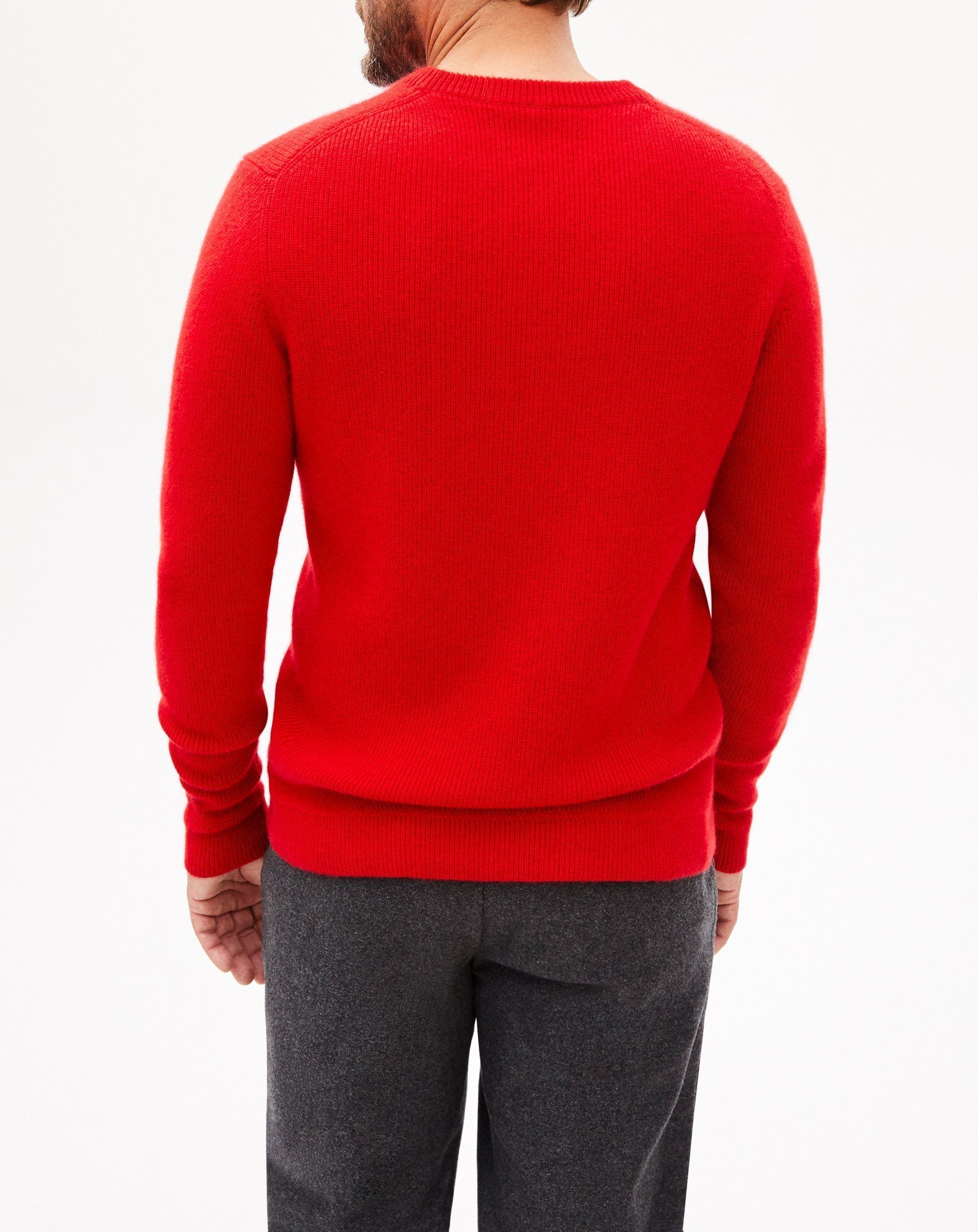 Cashmere ribbed crew neck jumper - Ruby