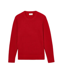 Cashmere ribbed crew neck jumper - Ruby