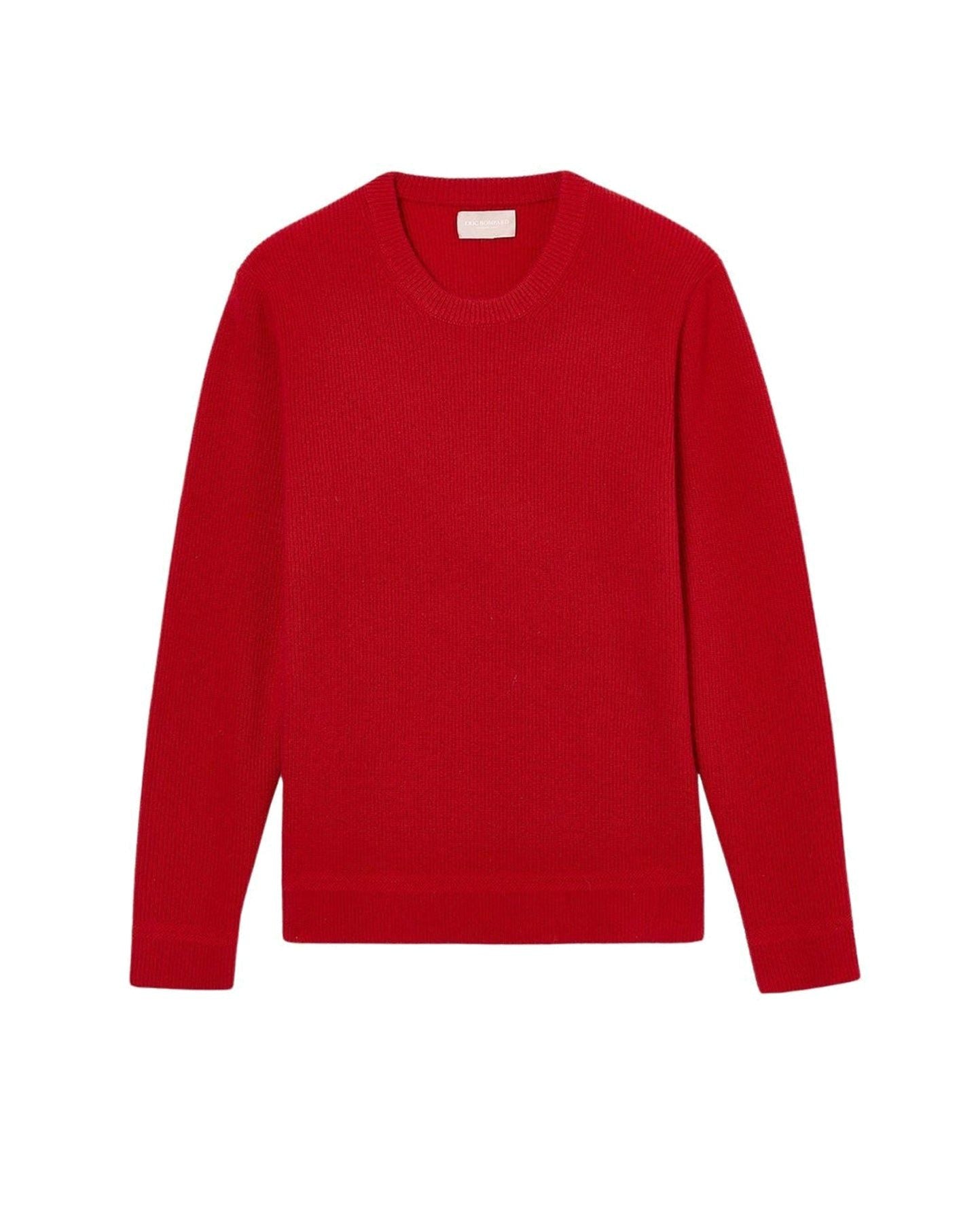 Cashmere ribbed crew neck jumper - Ruby