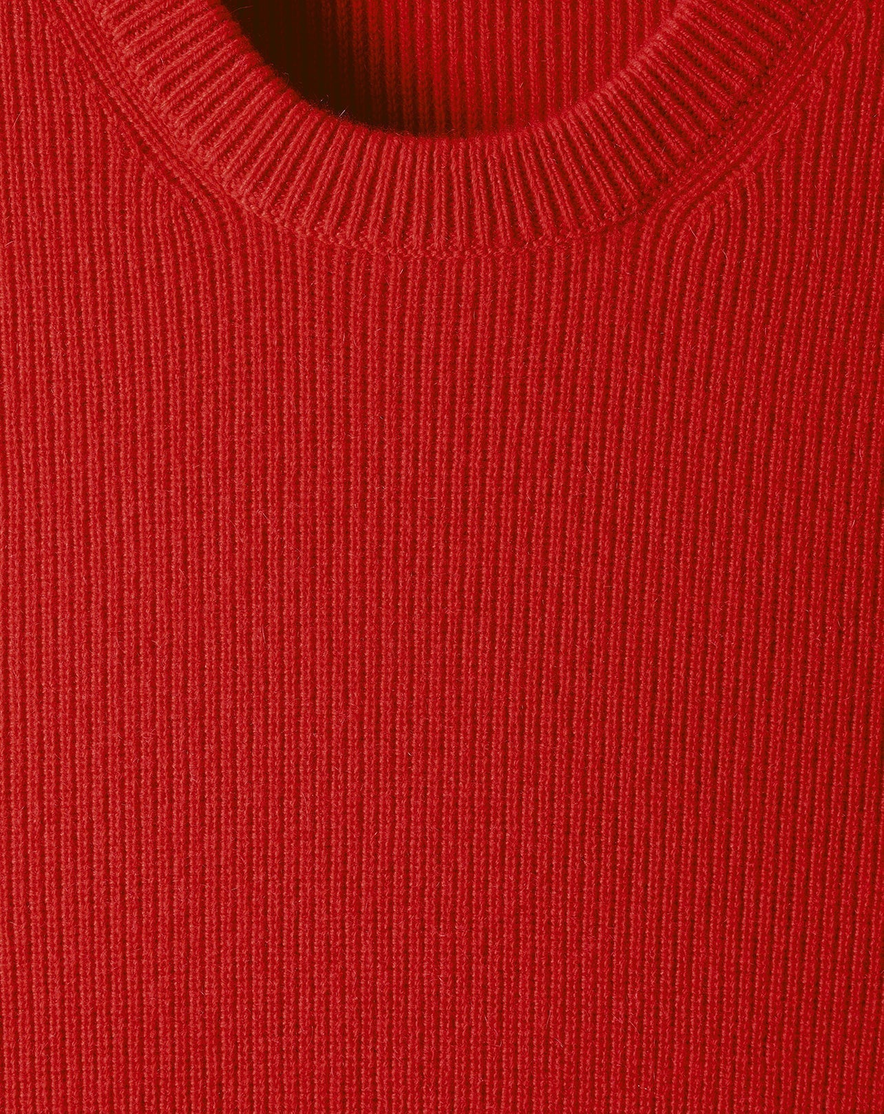 Cashmere ribbed crew neck jumper - Ruby
