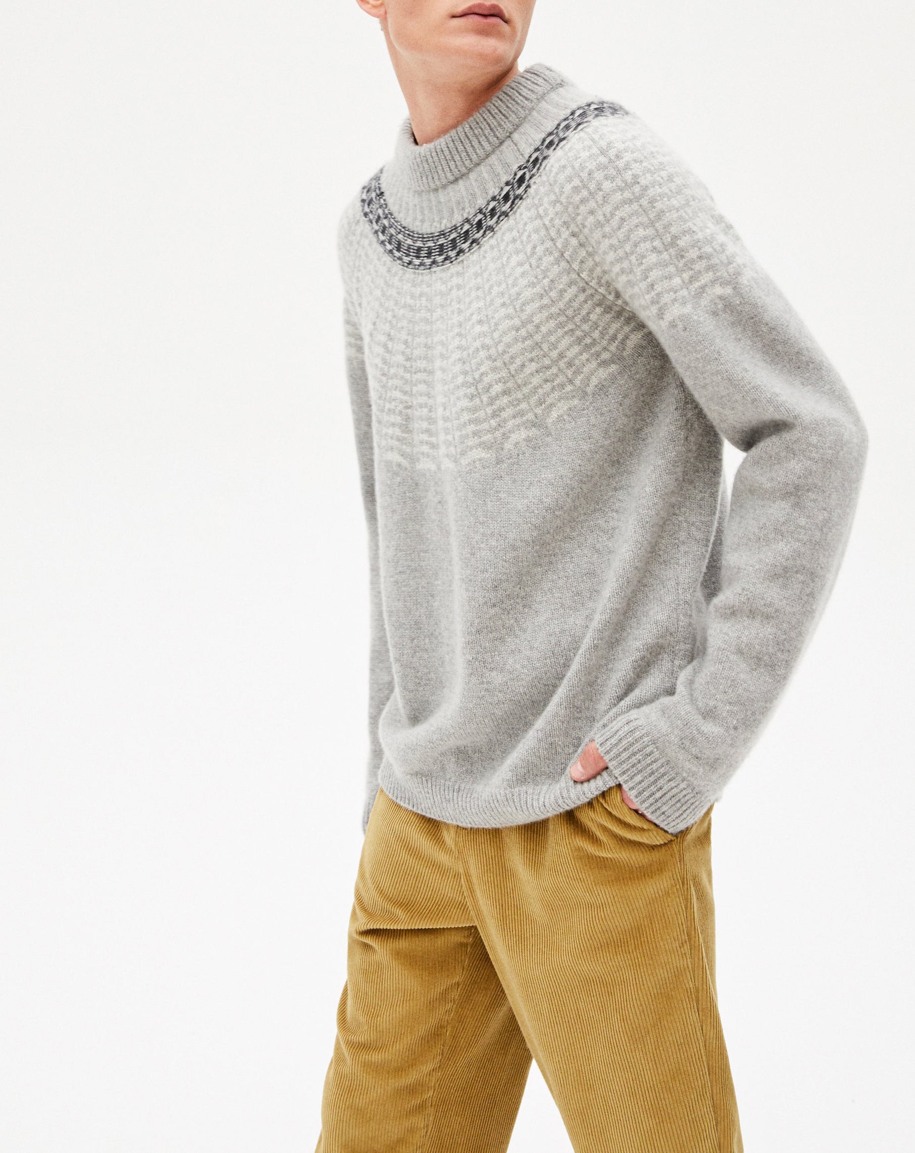 Fair-isle wool and cashmere crew neck jumper - Flannel