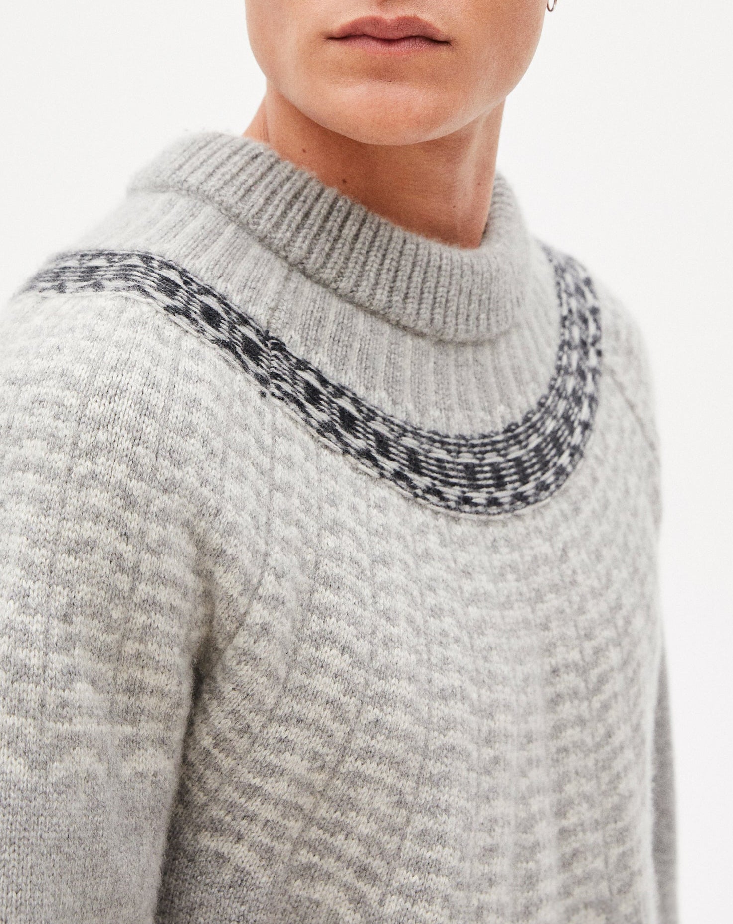 Fair-isle wool and cashmere crew neck jumper - Flannel