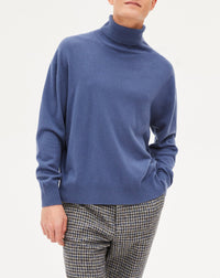 Pull col roulé en laine et cachemire - Indigo