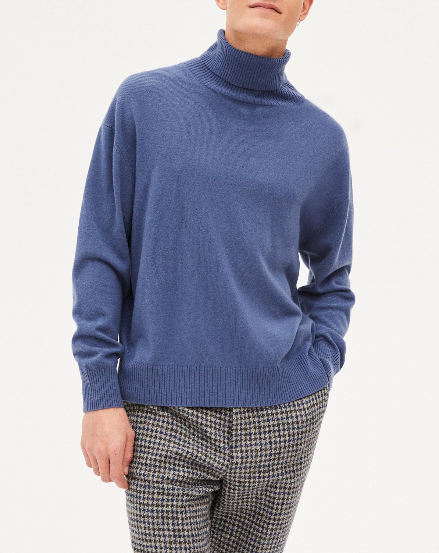 Pull col roulé en laine et cachemire - Indigo