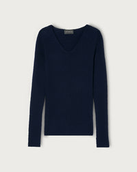 Pull V Ultrafin Sans Couture - Marine