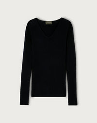 Pull V Ultrafin Sans Couture - Noir