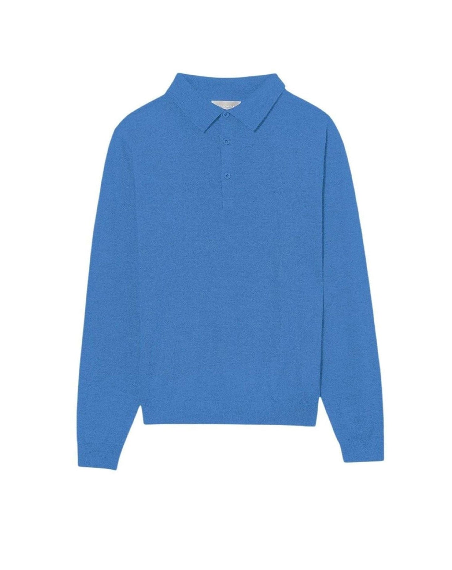 Ultra-thin 3-button cashmere polo shirt - Azur