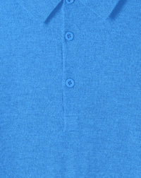 Ultra-thin 3-button cashmere polo shirt - Azur
