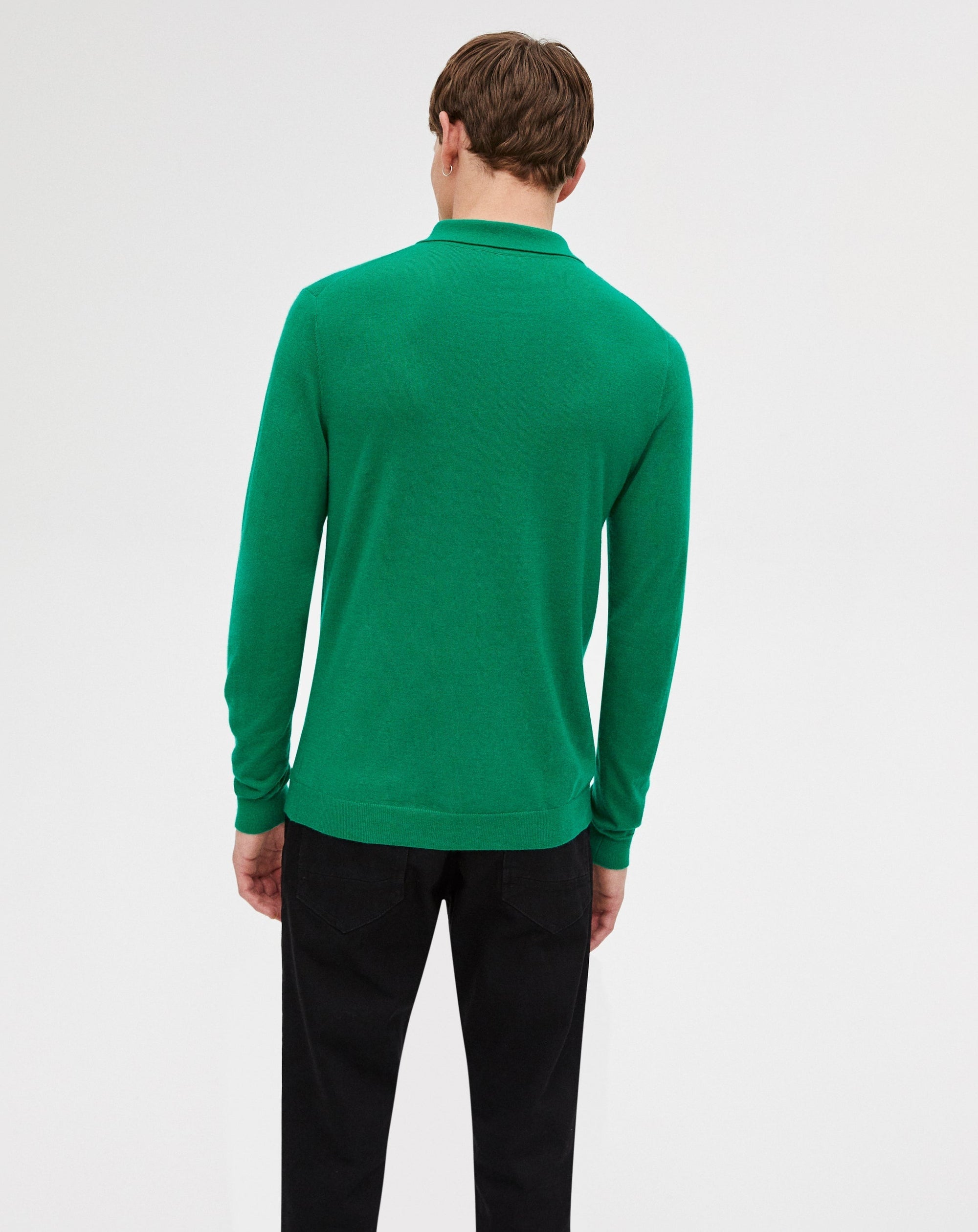 Ultra-fine button-down polo shirt in cashmere - Peppermint