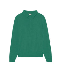 Ultra-fine button-down polo shirt in cashmere - Peppermint