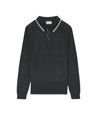 Ultra-fine 3-button cashmere polo shirt - Anthracite & Flannel