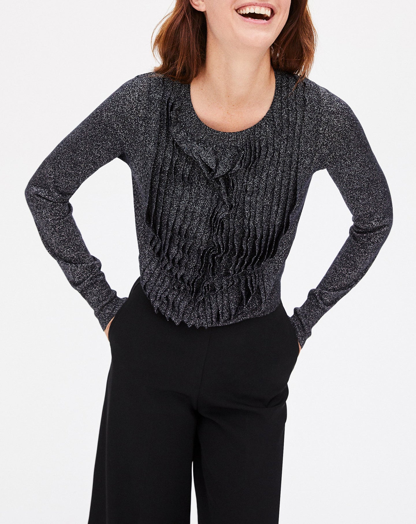 RECO110Ras de cou plastron volanté pailleté - Noir