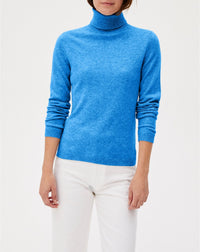 Pull col roulé cintré en cachemire - Azur