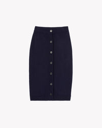 Jupe Jersey Boutons Devant - Marine