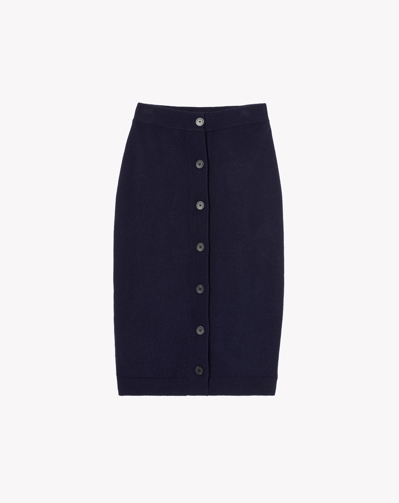 Jupe Jersey Boutons Devant - Marine