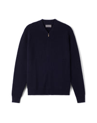 Blouson Zippé Côtes Perlées - Marine