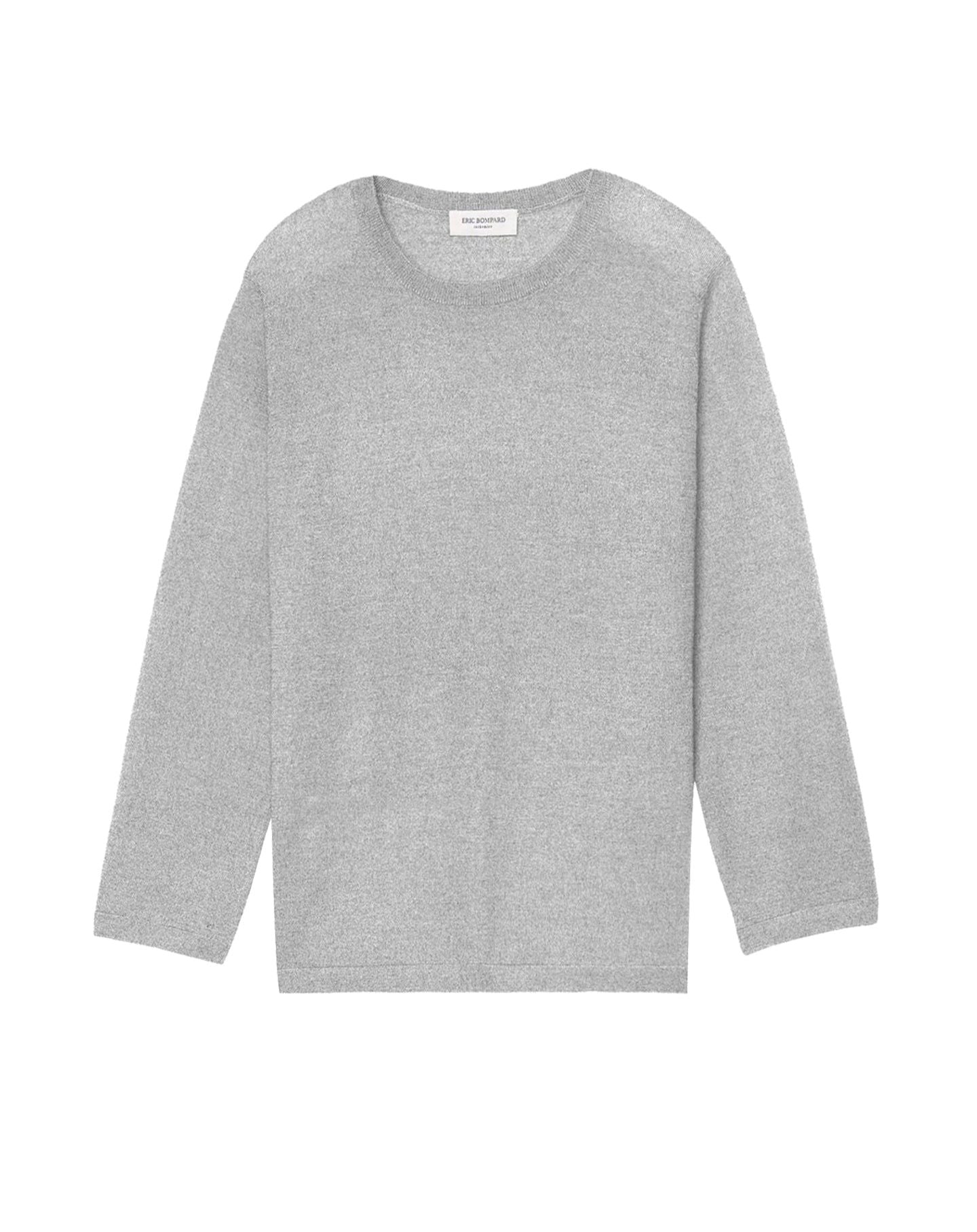 Pull ras de cou ultrafin manches 3/4 en cachemire - Givre
