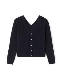 Gilet Ample Côtes Plates Encolure V Devant Et Dos - Noir