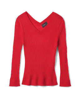 Pull V Ultrafin Petites Torsades - Rose Festival