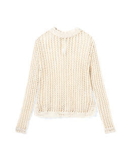 Col Rond Crochet En Soie Et Lin - Naturel