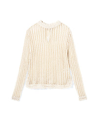 Col Rond Crochet En Soie Et Lin - Naturel