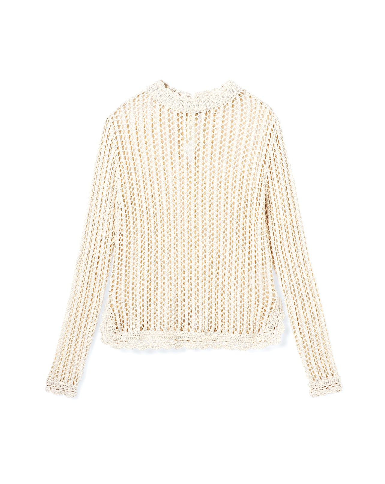 Col Rond Crochet En Soie Et Lin - Naturel