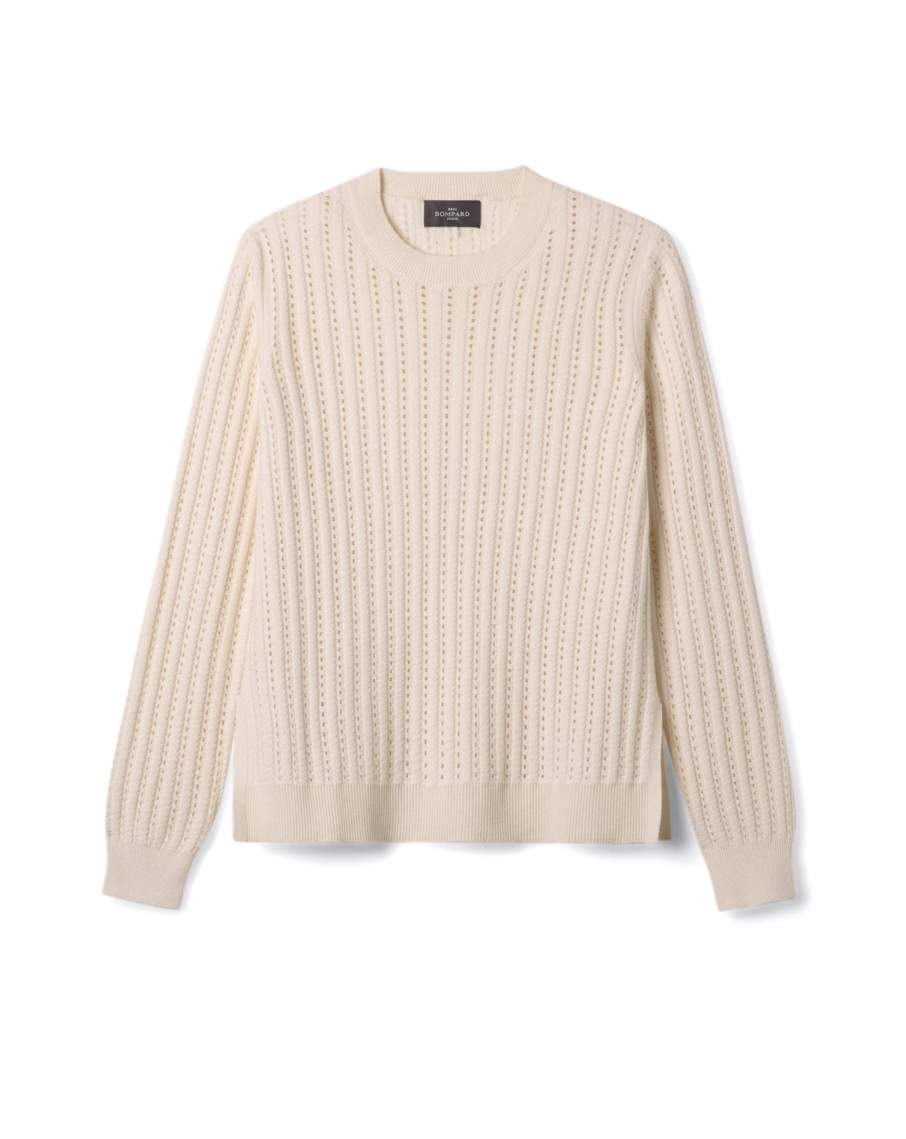 Pull Col Rond Pointelle - Naturel