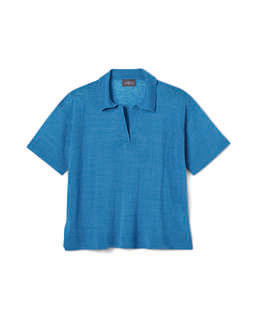 Polo Ample En Lin Et Soie - Bleu Symi