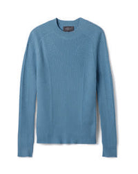 Pull Col Rond À Côtes - Bleu Glaz