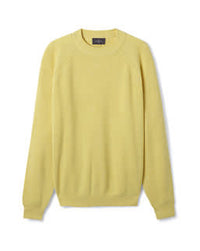 Pull Col Rond À Côtes Anglaises - Jaune Buvard